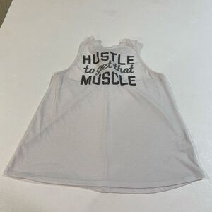 SO Perfectly Soft White “Hustle to Get That Muscle” Tank Top Size XL Activewear